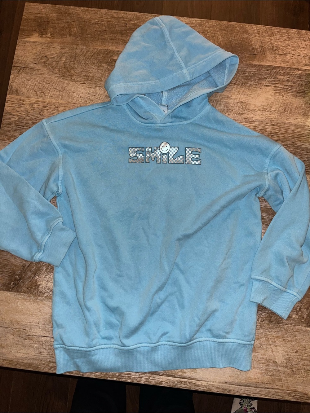 Old Navy Light Blue Kids Hooded Swim Coverup with SMILE Graphic